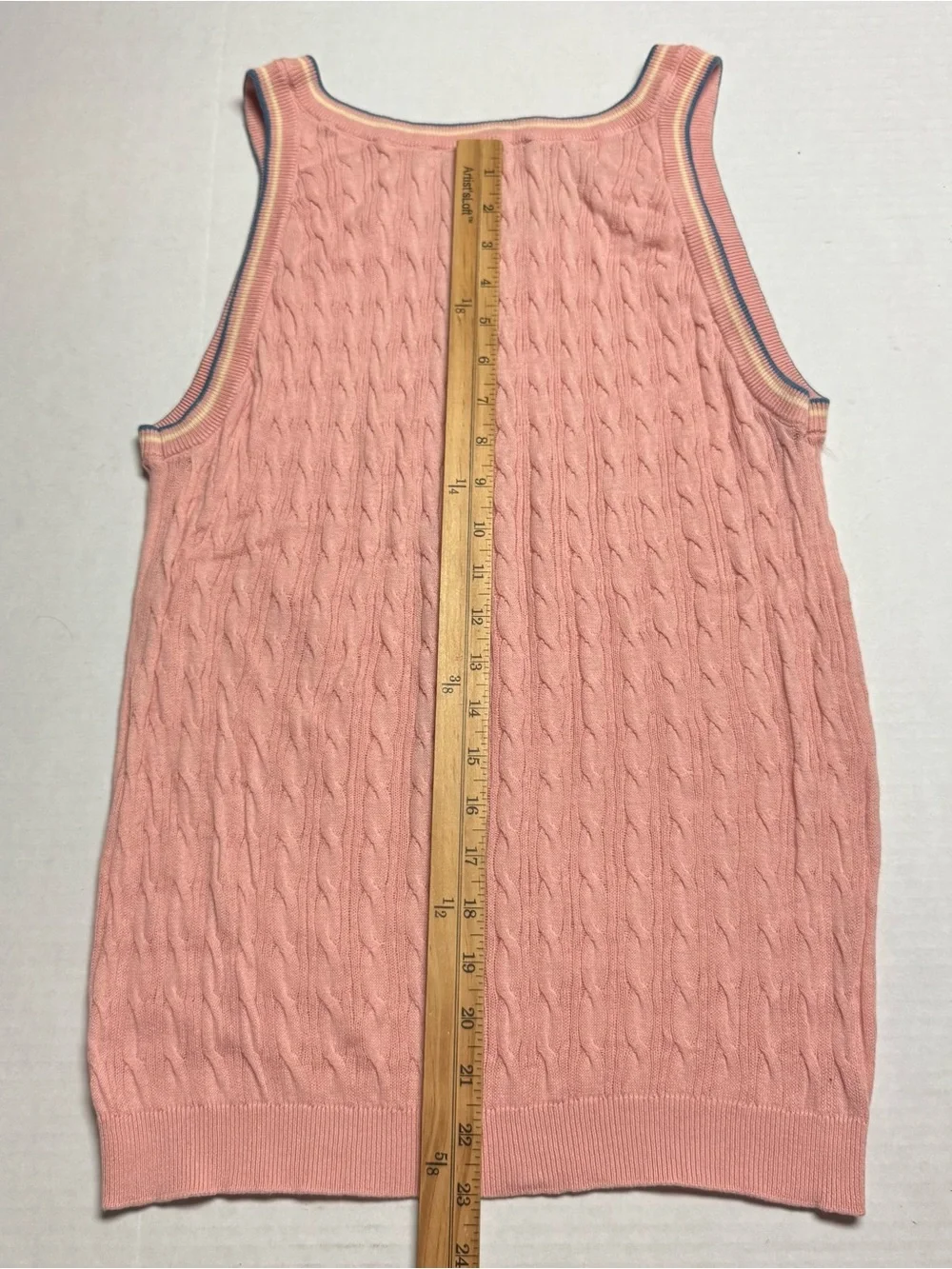 Parke & Ronen Lightweight Stretch Cable Knit Fitted Vest In Pink Size: M